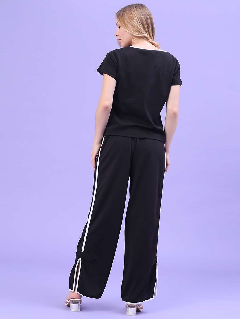 Women Solid Short Sleeves Top And Trouser Co-ord Set - 22562693 -  Standard Image - 3