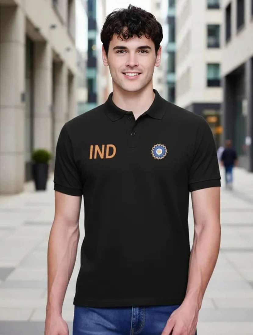 men printed short sleeves polo t-shirt