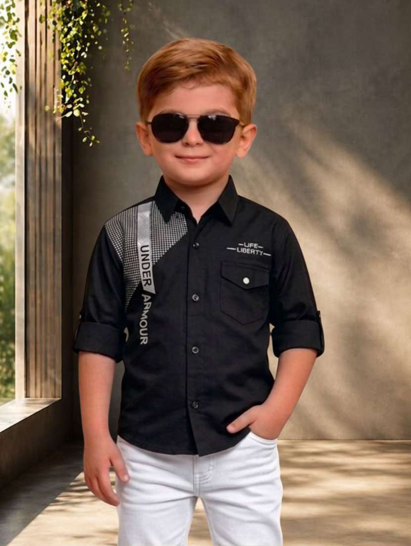 boys printed long sleeves regular fit shirt