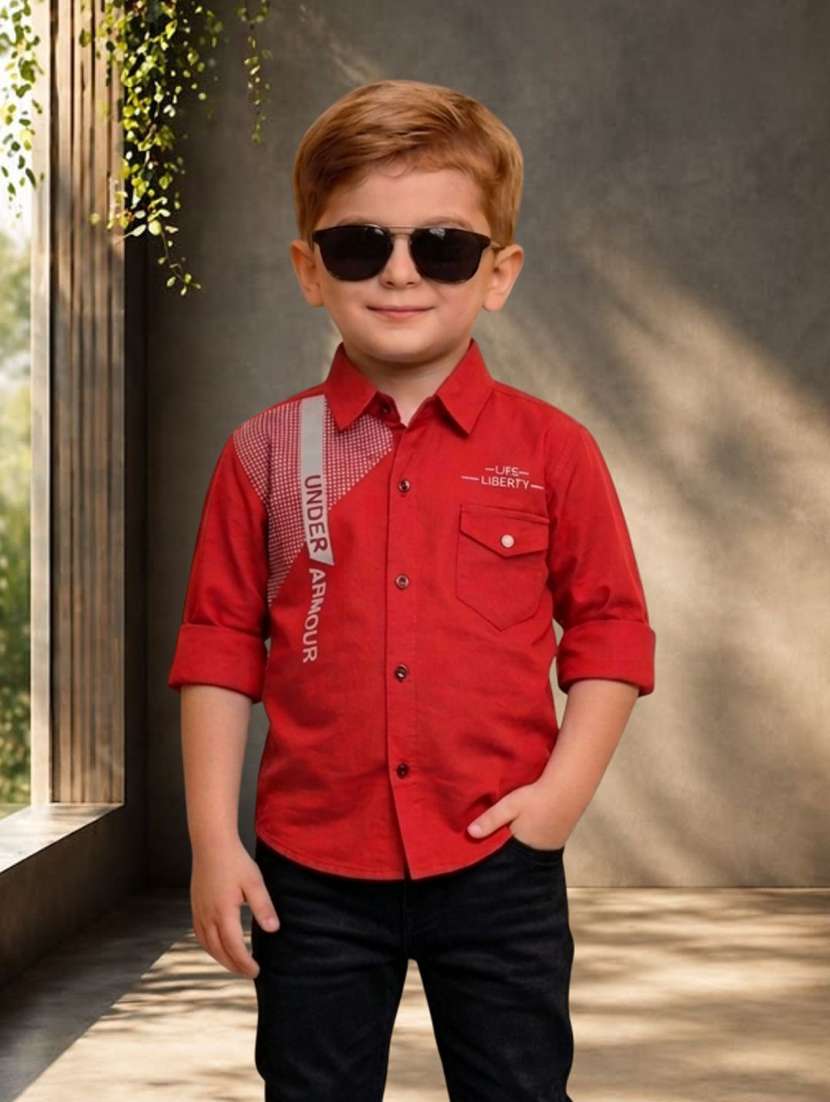 boys printed long sleeves regular fit shirt