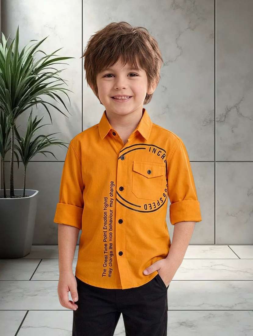boys printed long sleeves regular fit shirt