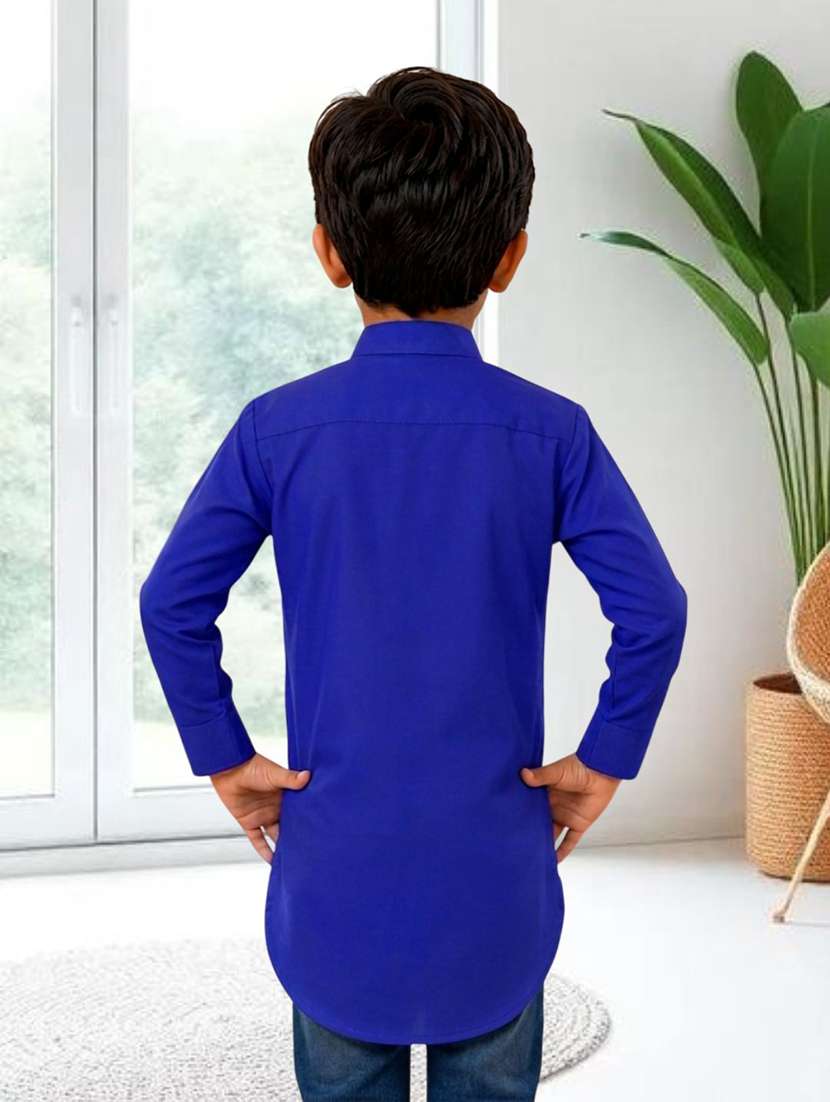 boys solid long sleeves short kurta - 22562753 -  Standard Image - 3