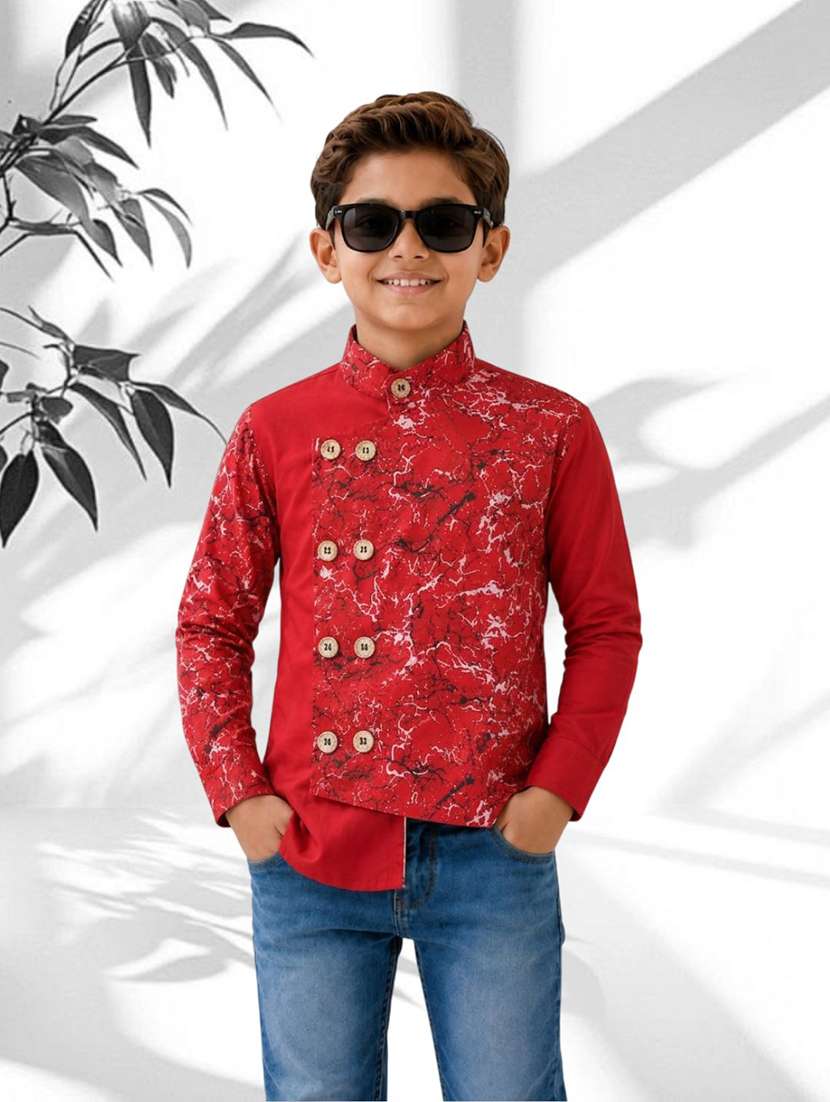boys solid long sleeves short kurta