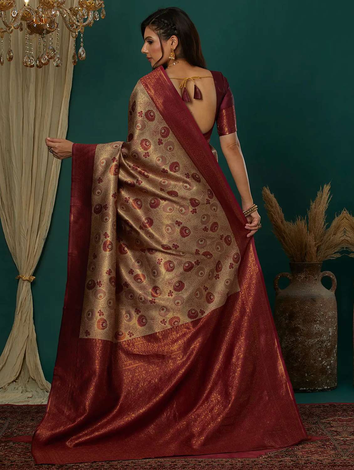 women self design banarasi saree with blouse - 22562852 -  Standard Image - 3