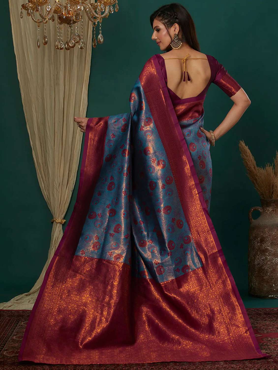 women self design banarasi saree with blouse - 22562855 -  Standard Image - 3