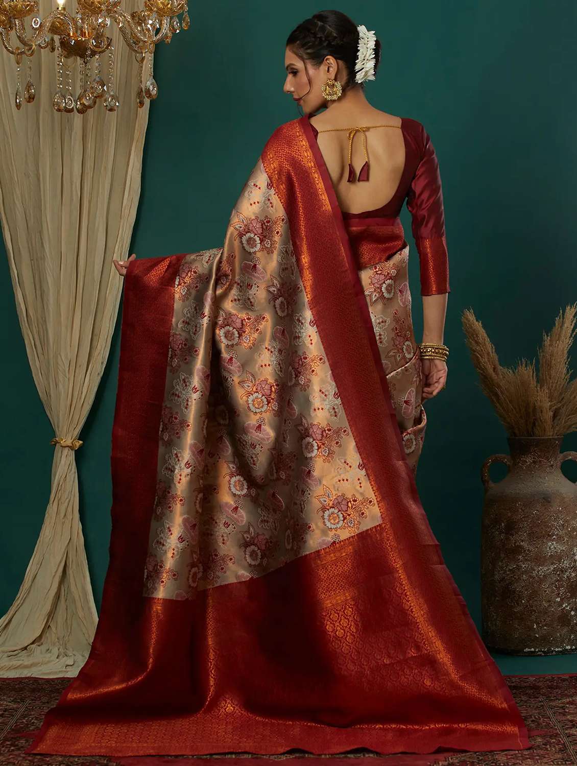 women self design banarasi saree with blouse - 22562856 -  Standard Image - 3