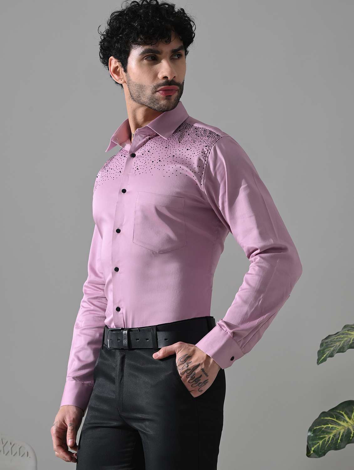 men embellished long sleeve slim fit casual shirt - 22562950 -  Standard Image - 3