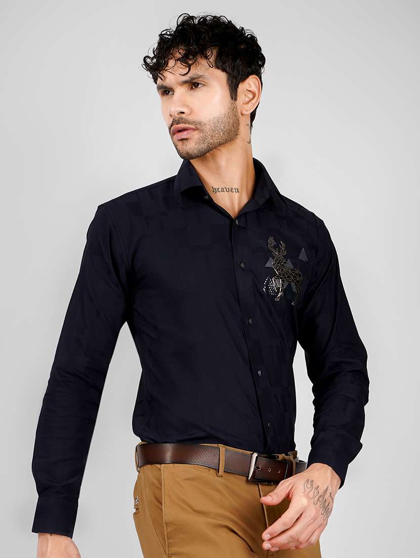 men embellished long sleeve slim fit casual shirt - 22562954 -  Standard Image - 3