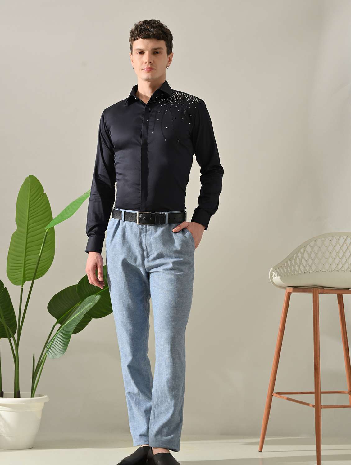 men embellished long sleeve slim fit casual shirt - 22562959 -  Standard Image - 5