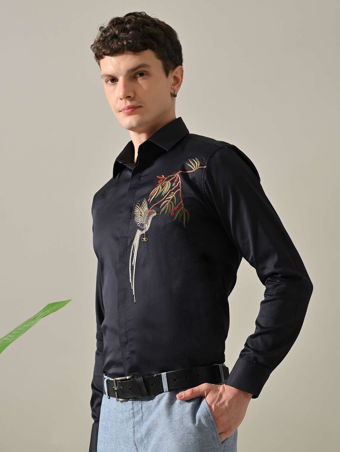 men embellished long sleeve slim fit casual shirt - 22562962 -  Standard Image - 3