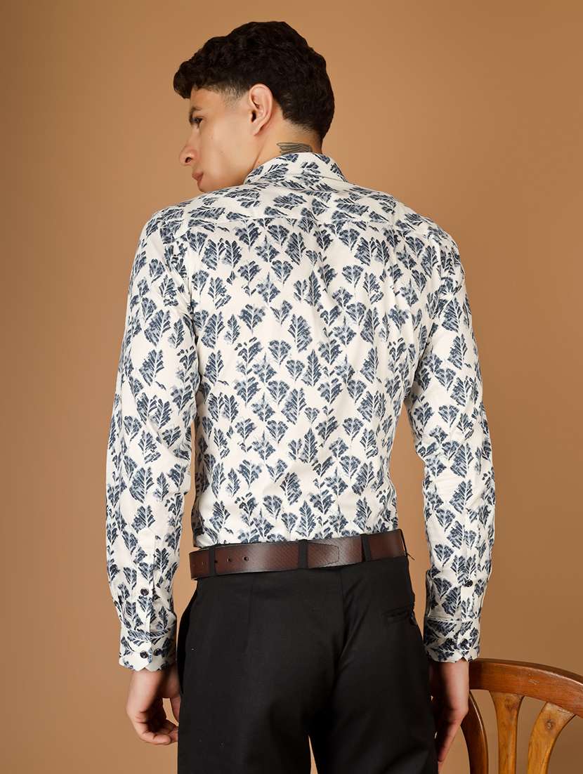 men printed long sleeve slim fit casual shirt - 22562963 -  Standard Image - 3