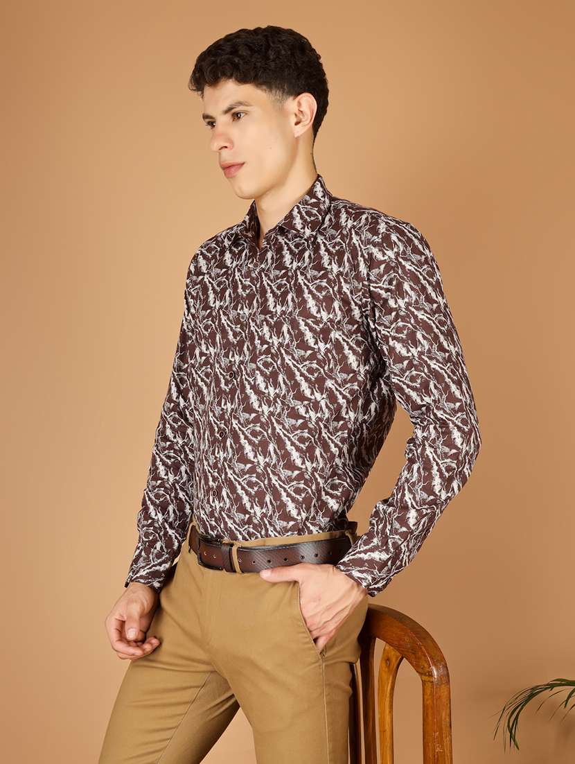 men printed long sleeve slim fit casual shirt - 22562966 -  Standard Image - 3