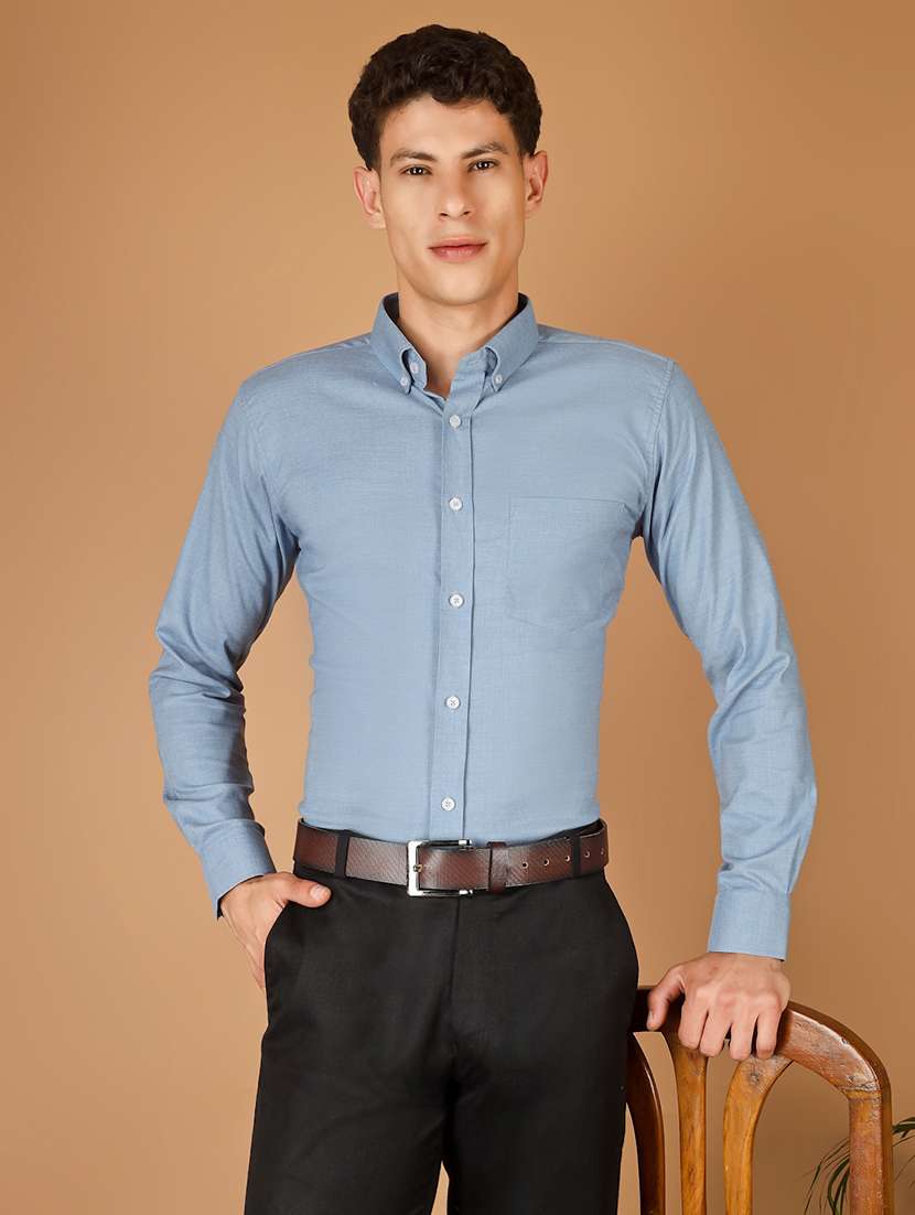 men solid long sleeve slim fit formal shirt