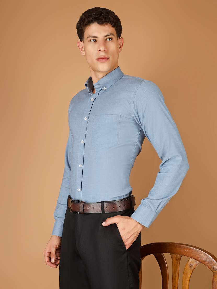 Men Solid Long Sleeve Slim Fit Formal Shirt - 22562967 -  Standard Image - 3