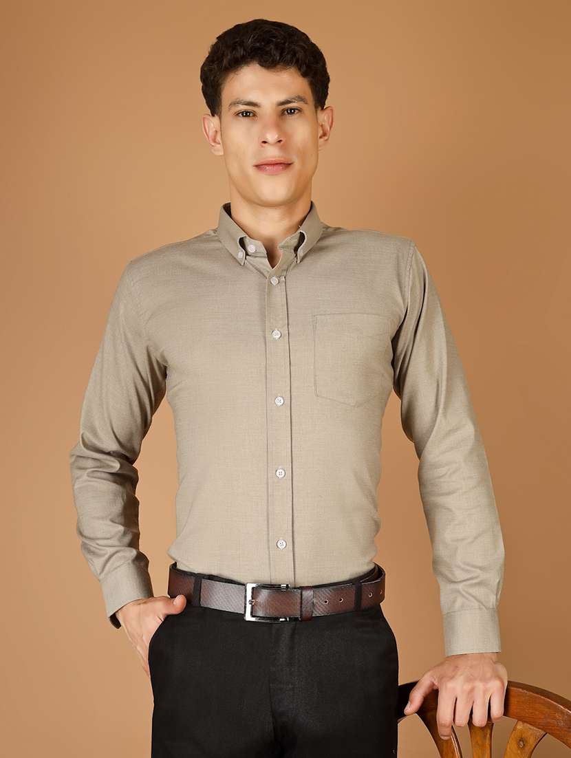 men solid long sleeve slim fit formal shirt