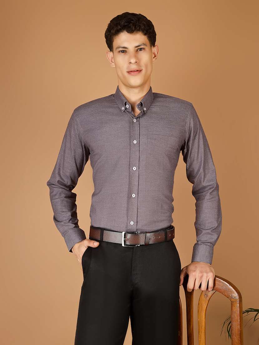 men solid long sleeve slim fit formal shirt
