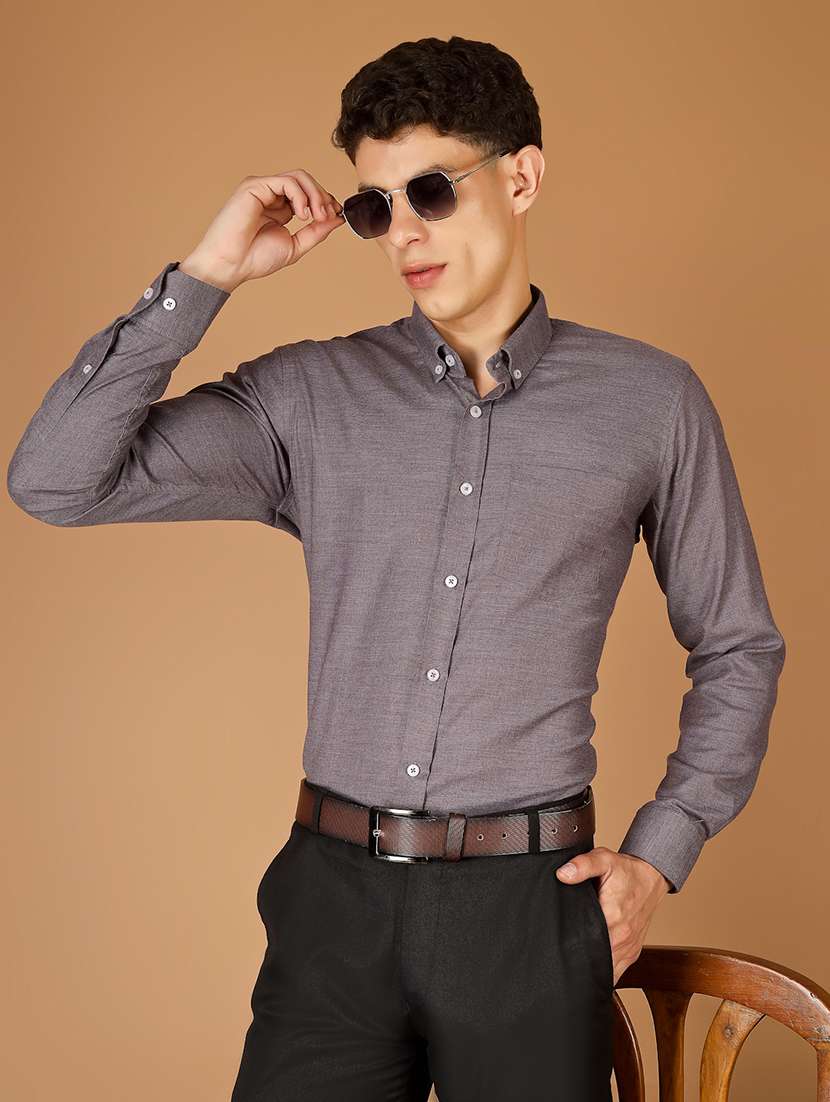 Men Solid Long Sleeve Slim Fit Formal Shirt - 22562970 -  Standard Image - 5