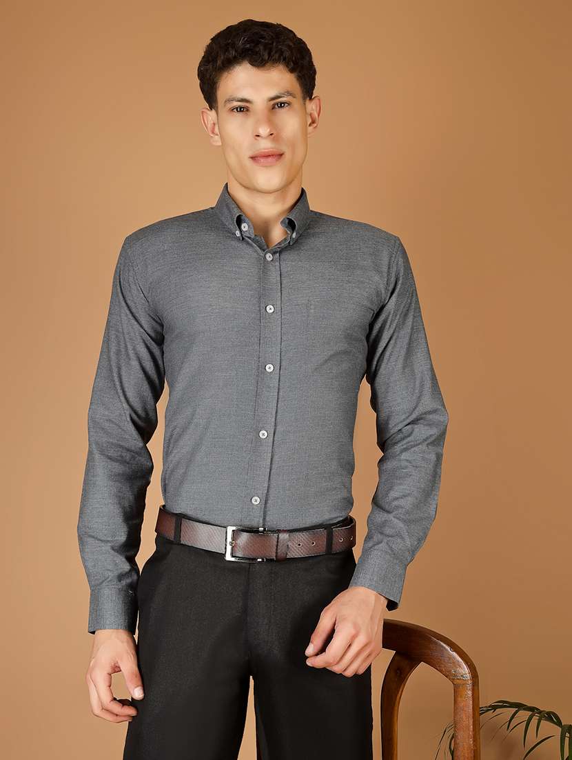 men solid long sleeve slim fit formal shirt