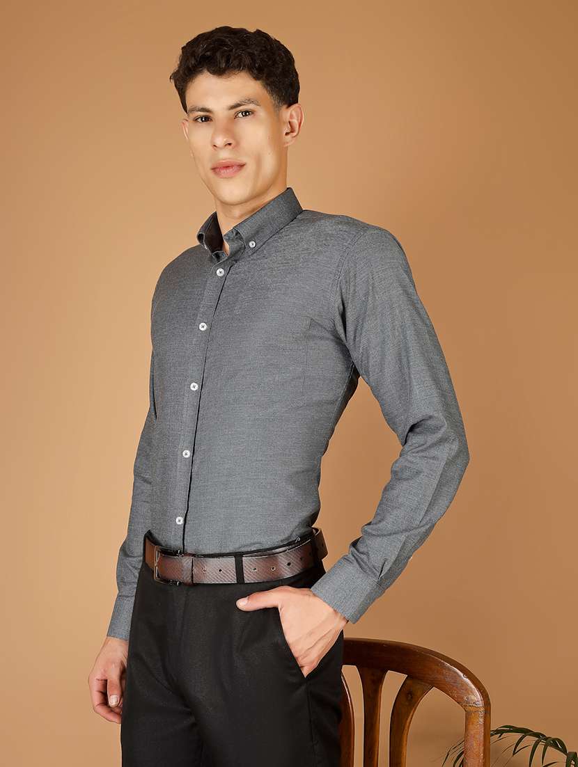 men solid long sleeve slim fit formal shirt - 22562971 -  Standard Image - 3