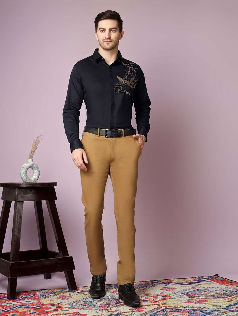 Men Embellished Long Sleeve Slim Fit Casual Shirt - 22562972 -  Standard Image - 5