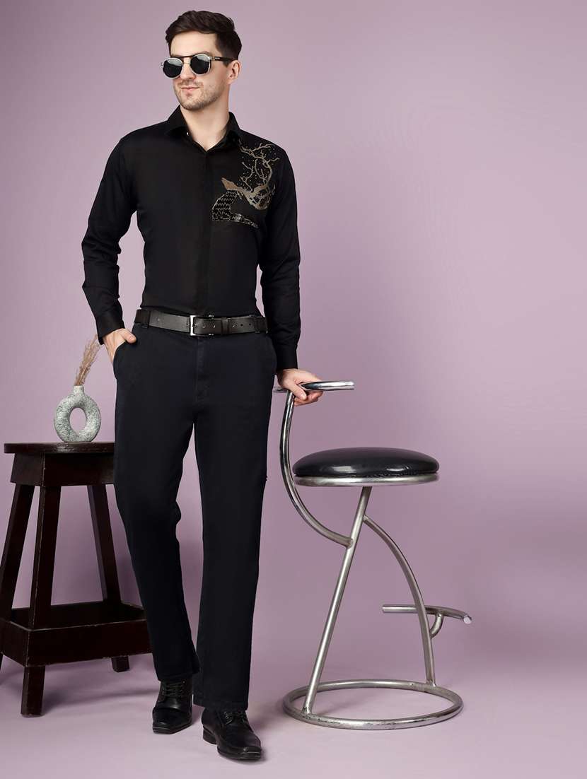 men embellished long sleeve slim fit casual shirt - 22562975 -  Standard Image - 5