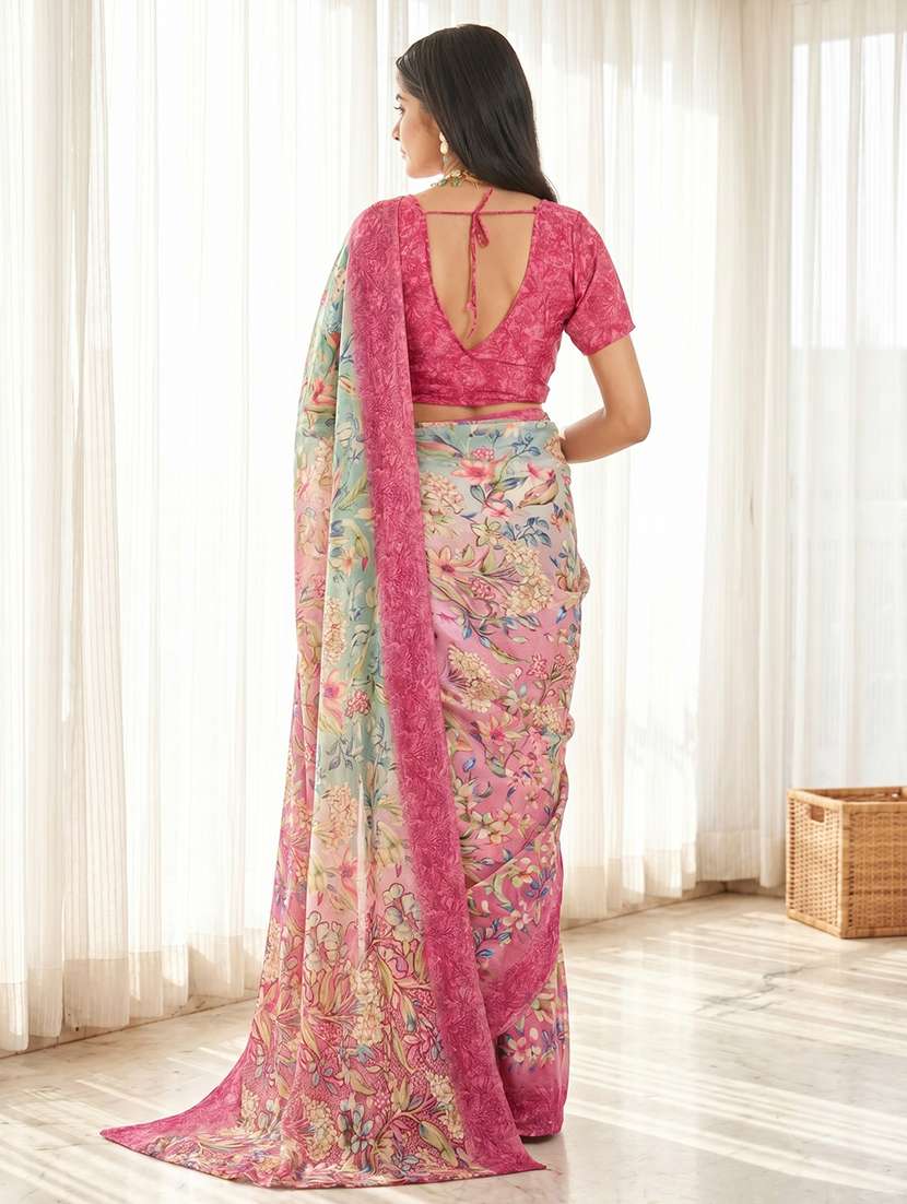 Women Floral Printed Saree With Blouse - 22563050 -  Standard Image - 3