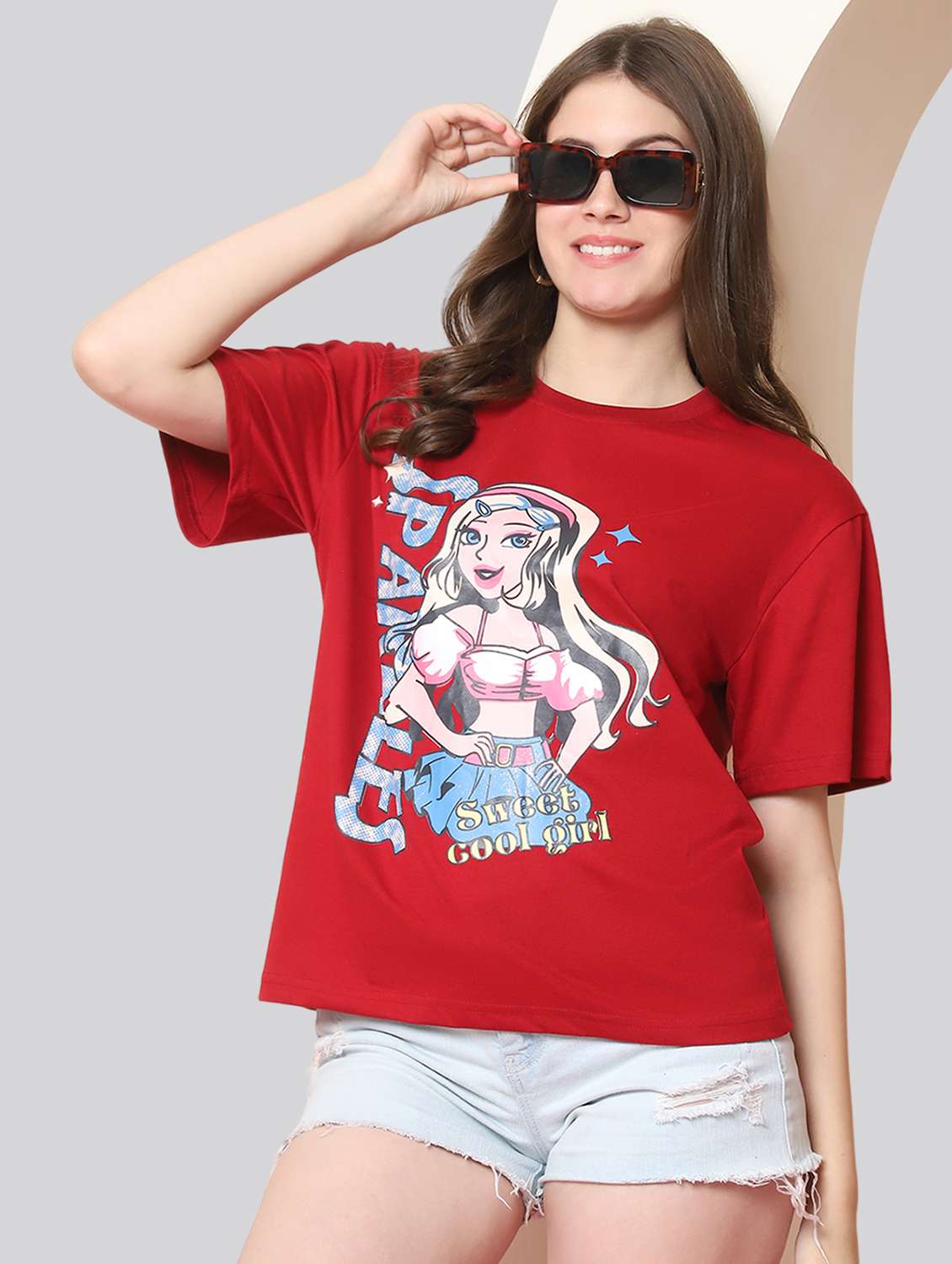 women printed short sleeves oversized t-shirt