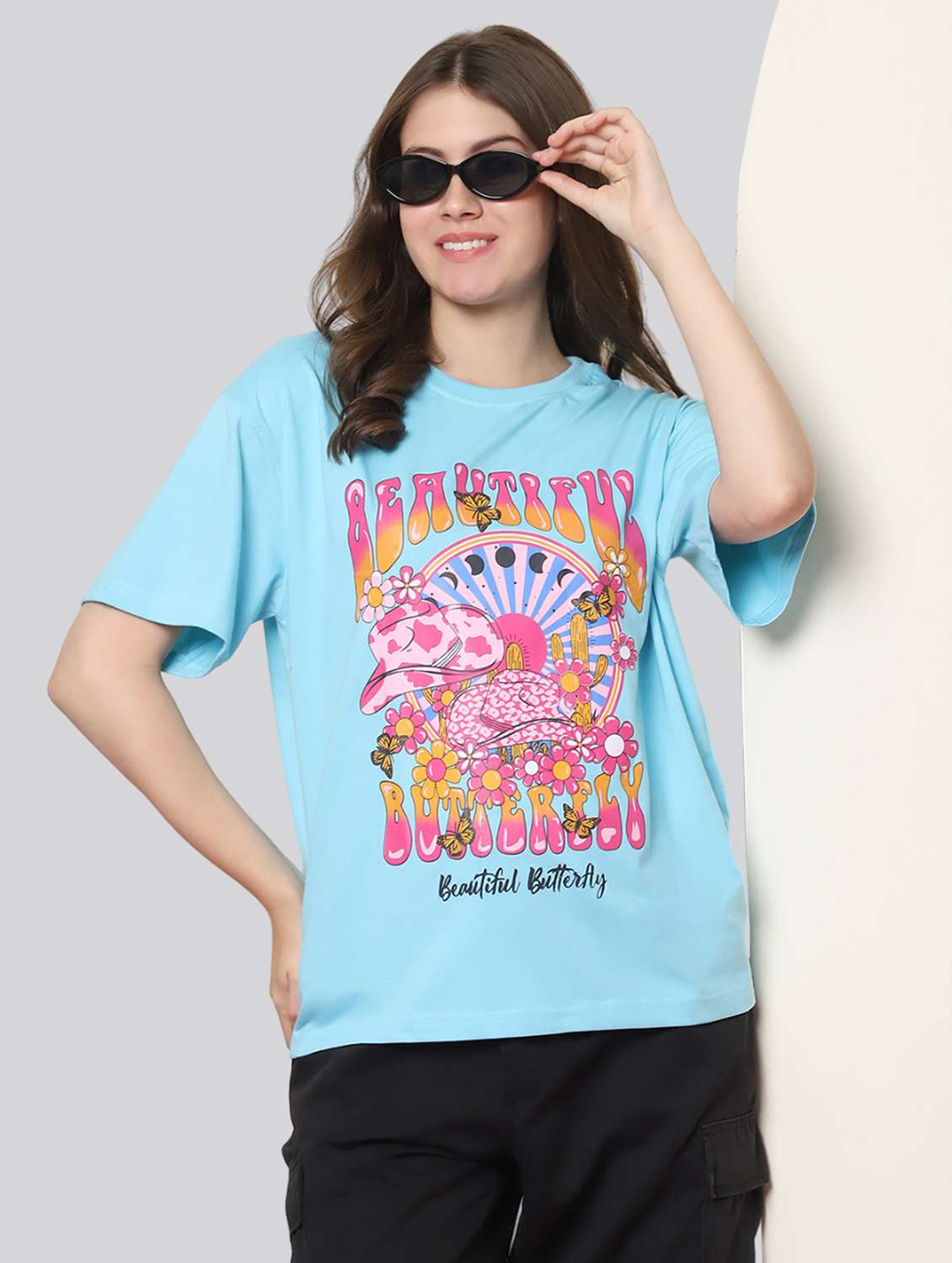 women printed short sleeves oversized t-shirt