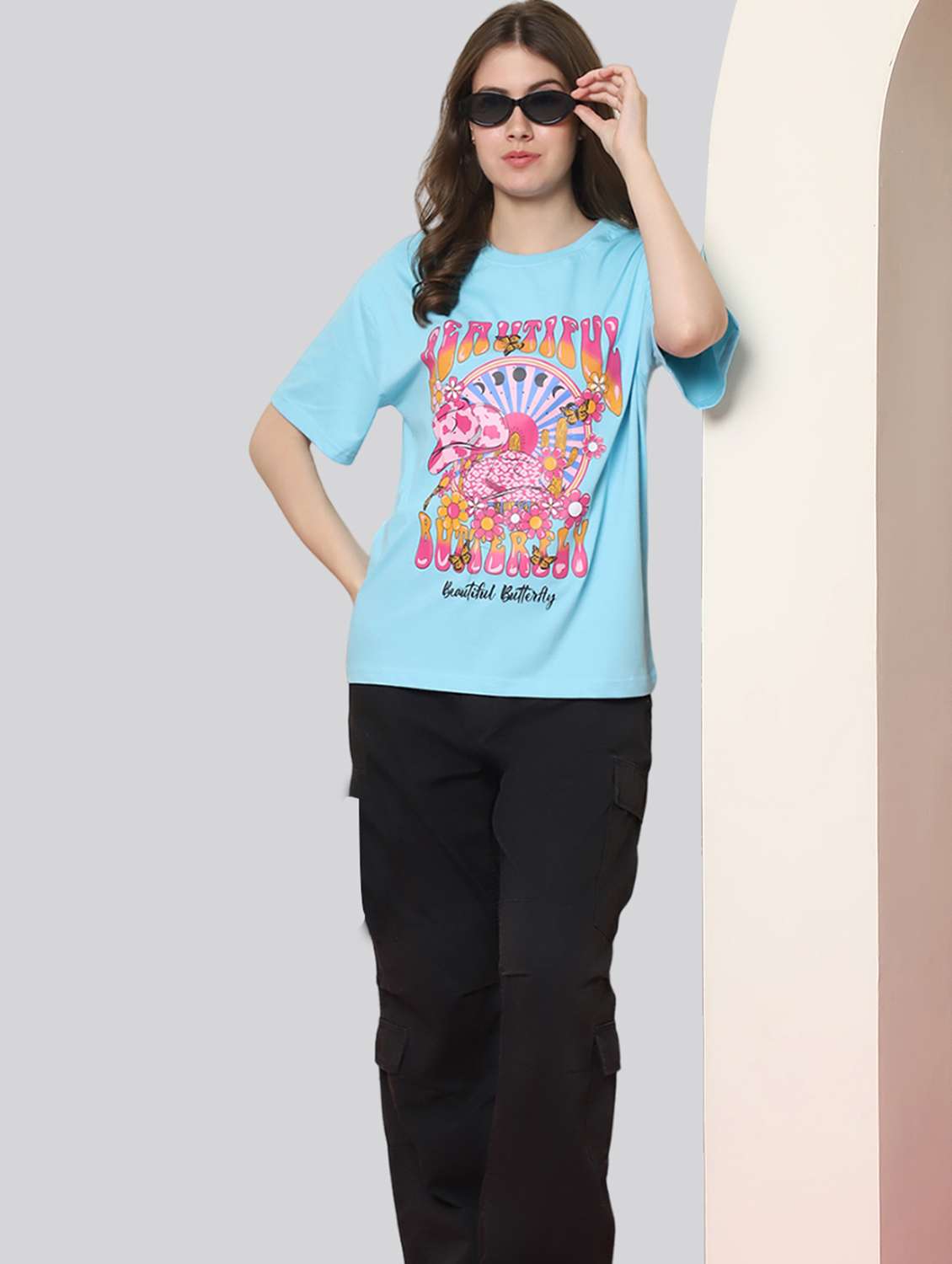 women printed short sleeves oversized t-shirt - 22563084 -  Standard Image - 5