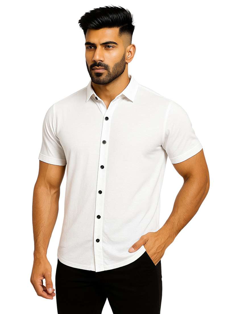 men solid short sleeve regular fit casual shirt