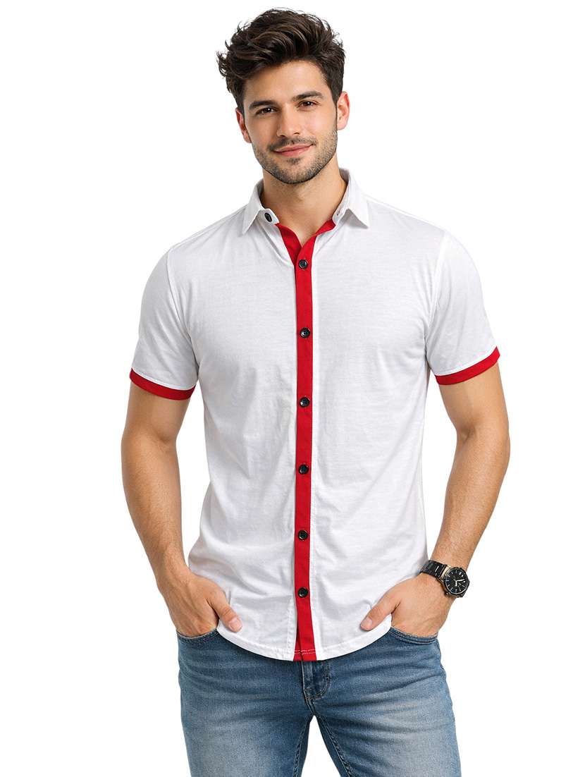 men solid short sleeve regular fit casual shirt