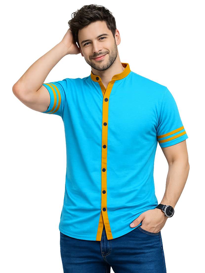 men taped short sleeves regular fit shirt