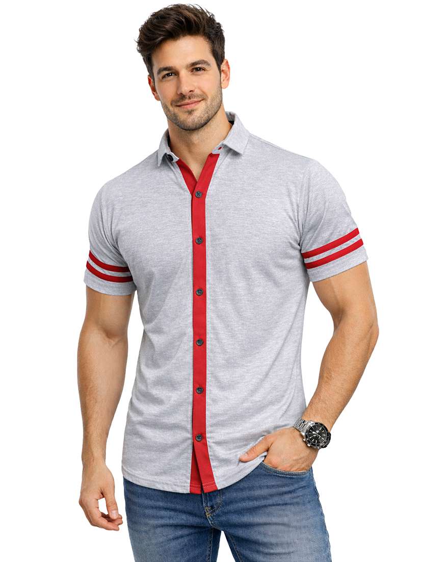 men melange short sleeve regular fit casual shirt