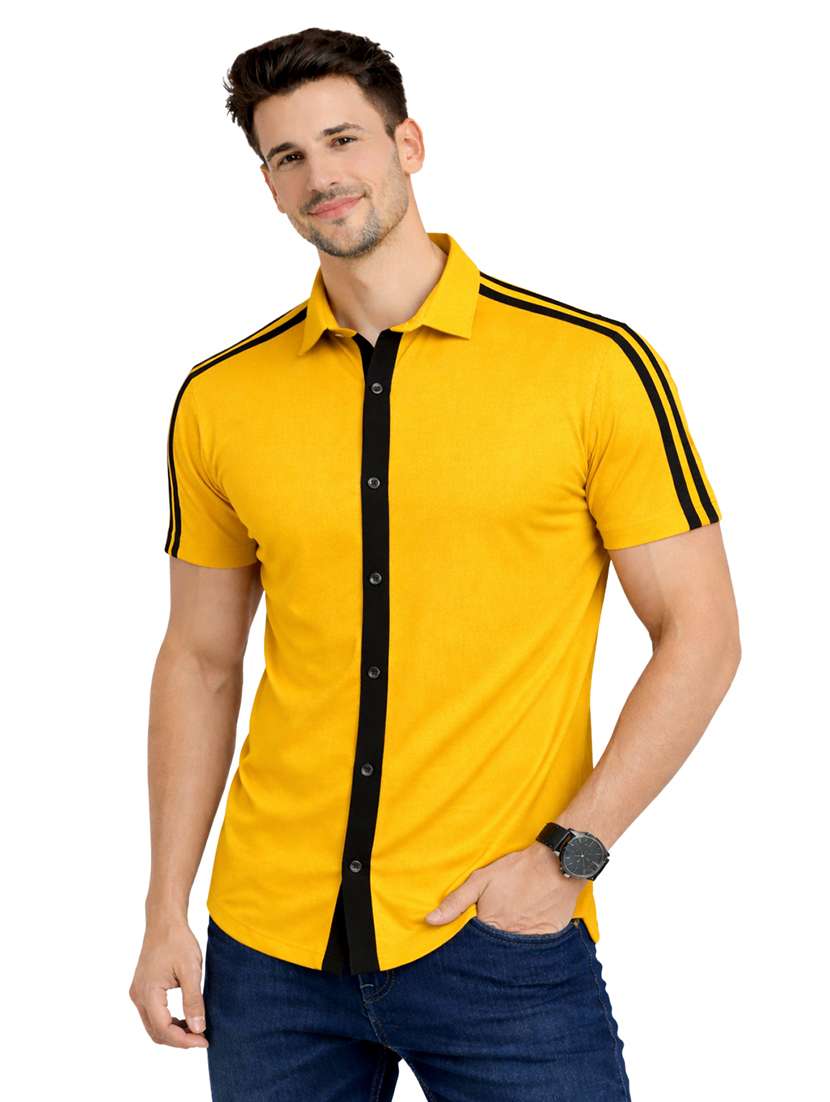 men taped short sleeve regular fit casual shirt