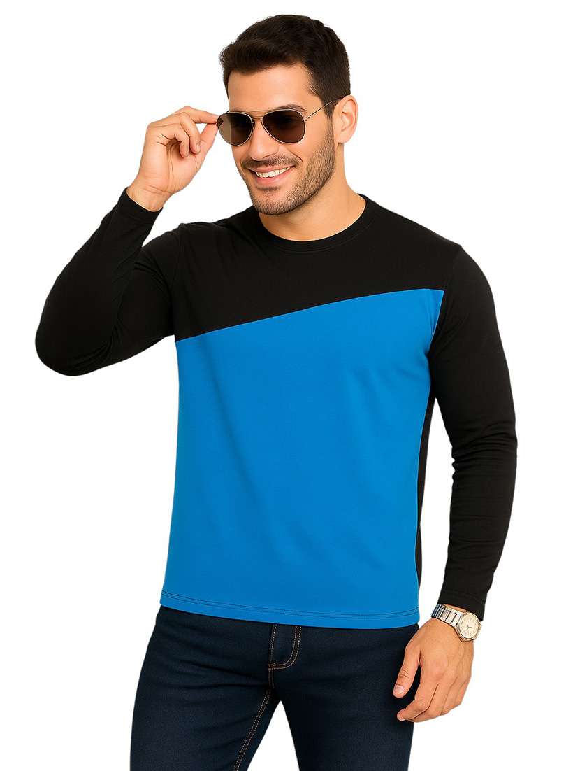men color block long sleeve regular fit t-shirt