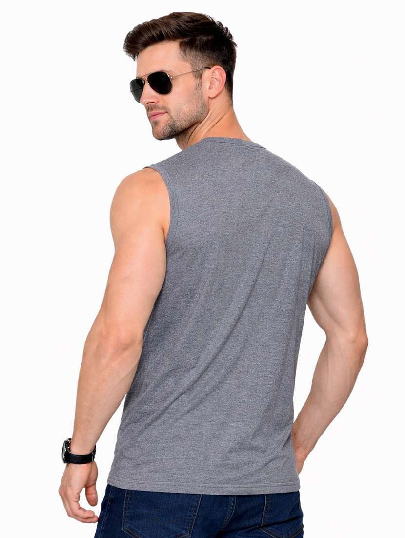 men solid sleeveless regular fit t-shirt - 22563333 -  Standard Image - 3
