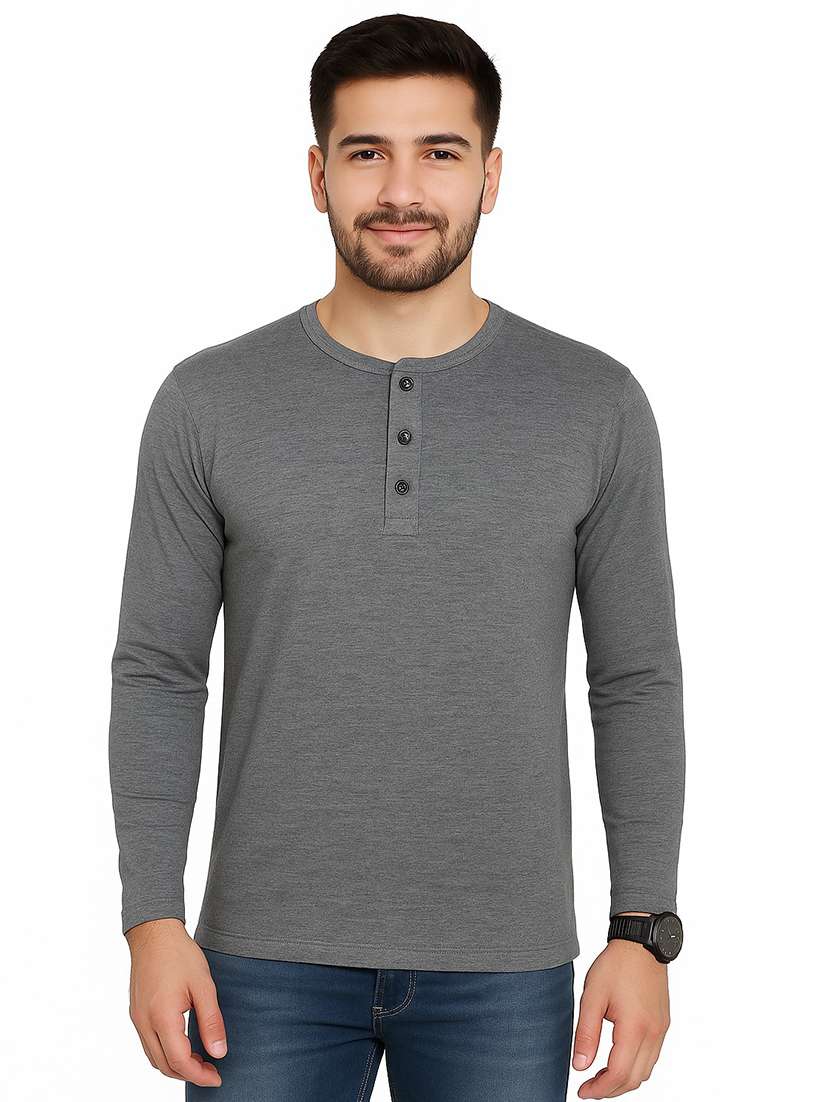 men solid long sleeves regular fit t-shirt