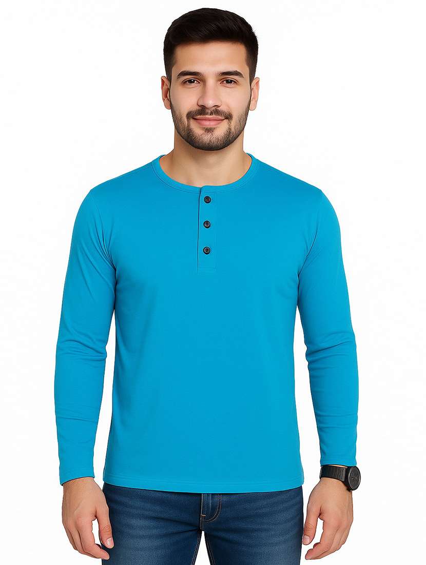 men solid long sleeves regular fit t-shirt