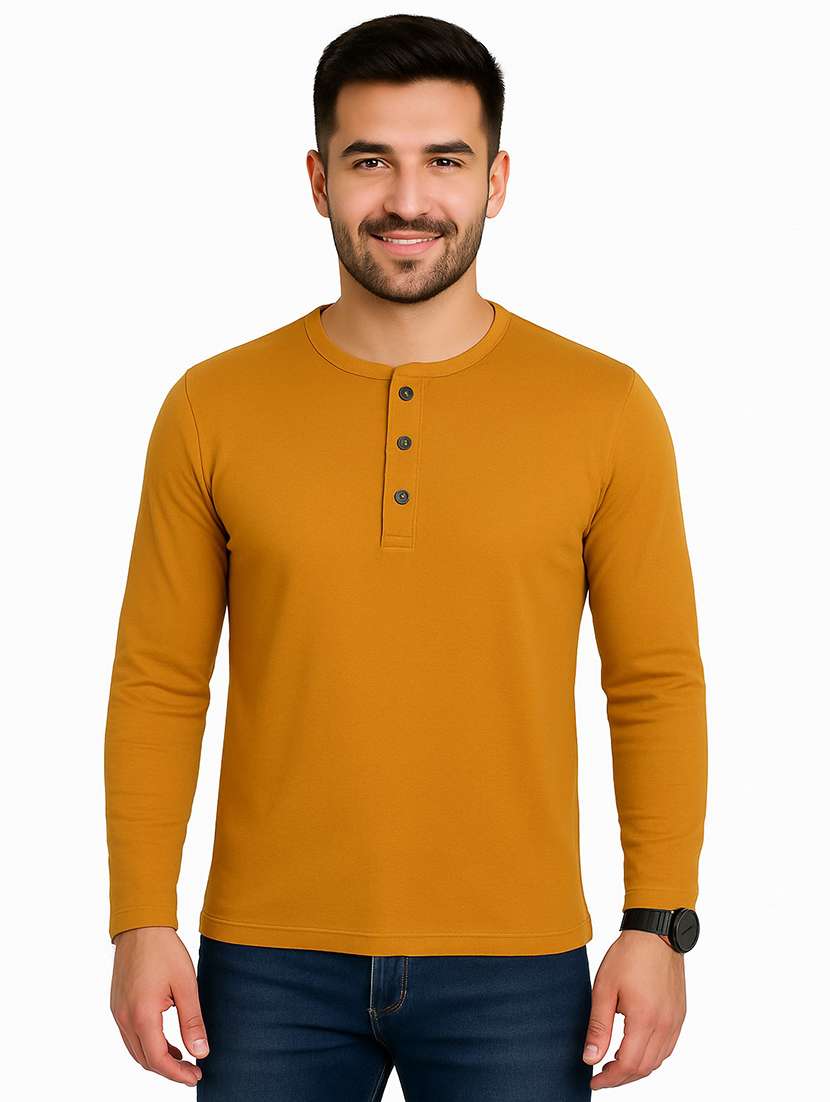 men solid long sleeves regular fit t-shirt
