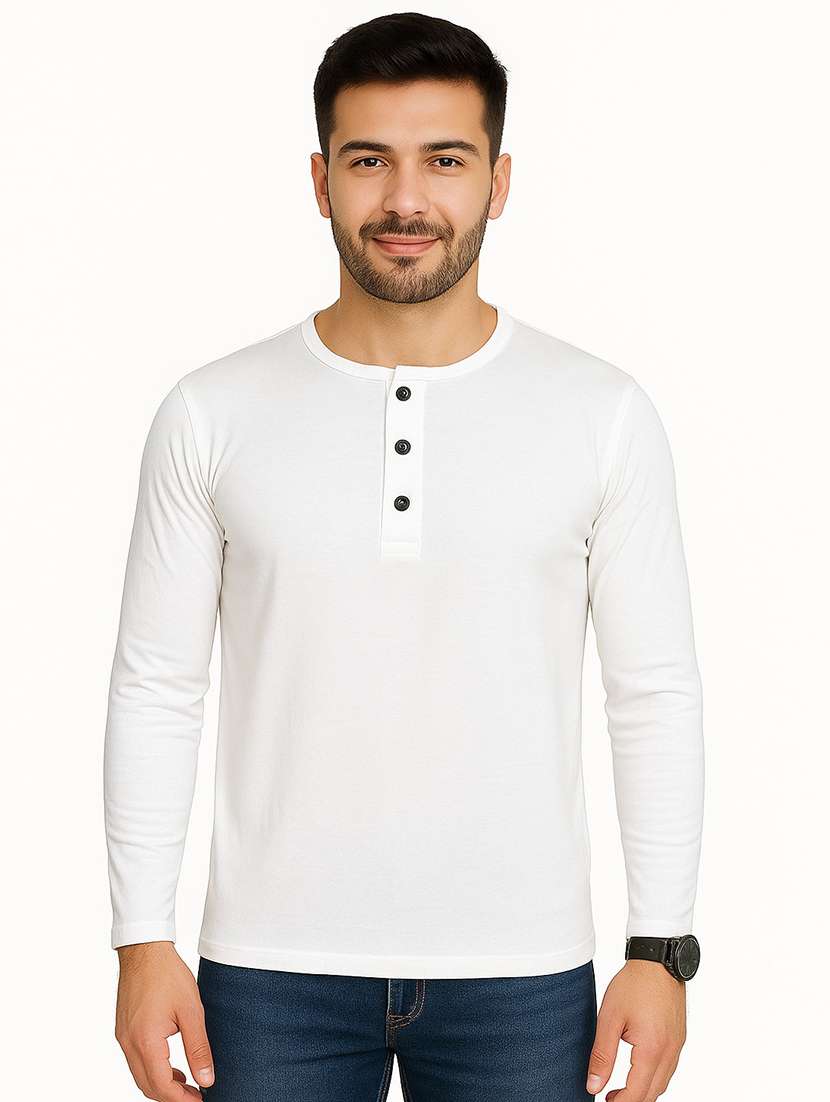 men solid long sleeves regular fit t-shirt