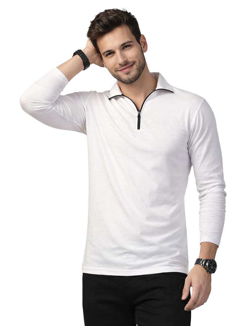 men solid long sleeve regular fit polo t-shirt