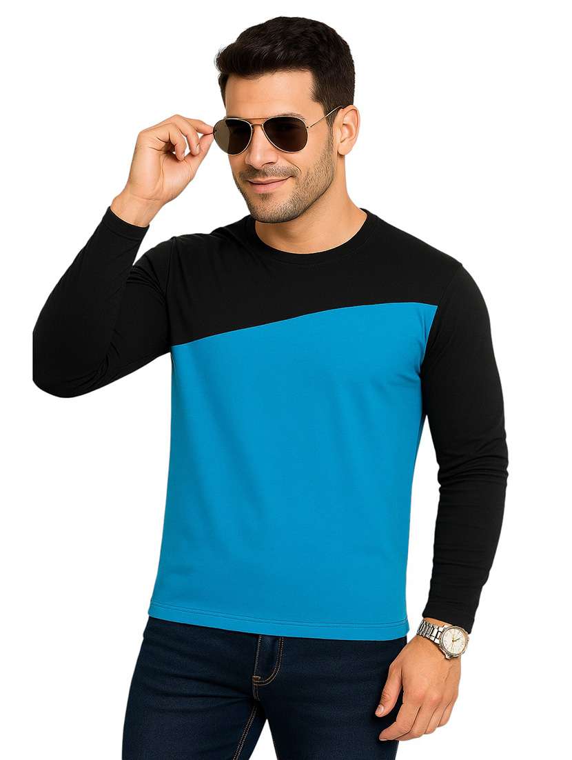 men color block long sleeve regular fit t-shirt