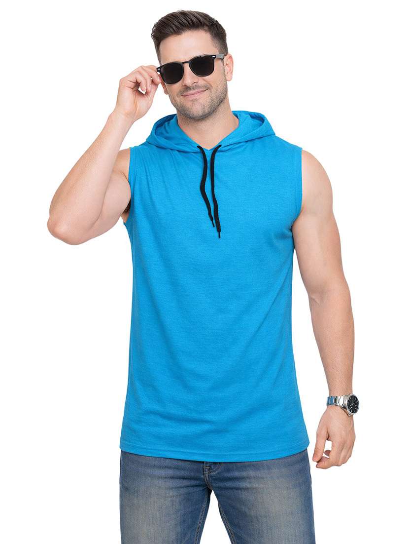 men solid sleeveless regular fit t-shirt