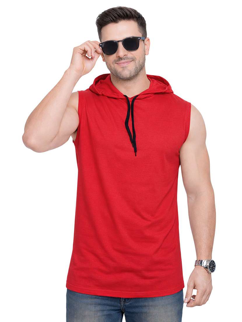 men solid sleeveless regular fit t-shirt