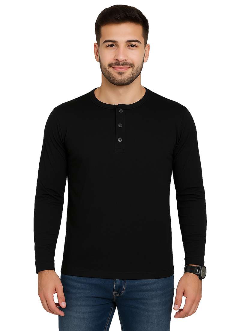 men solid long sleeve regular fit t-shirt