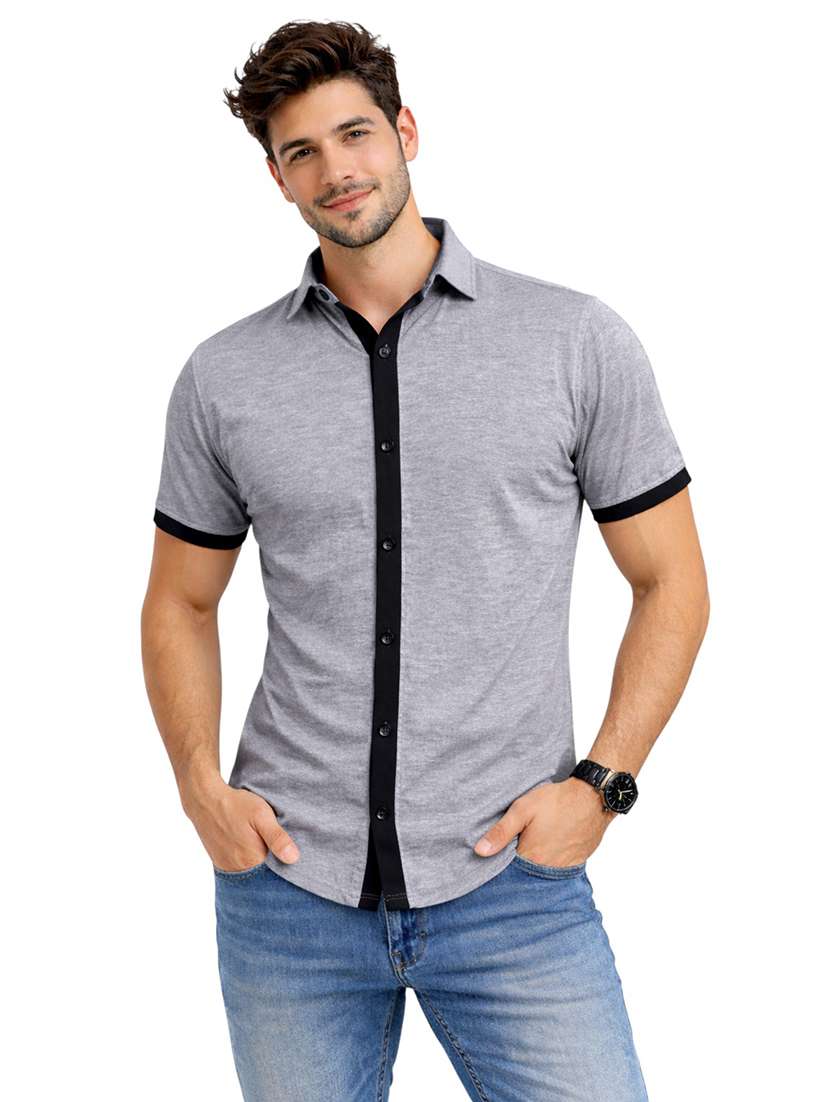 men solid short sleeve regular fit casual shirt