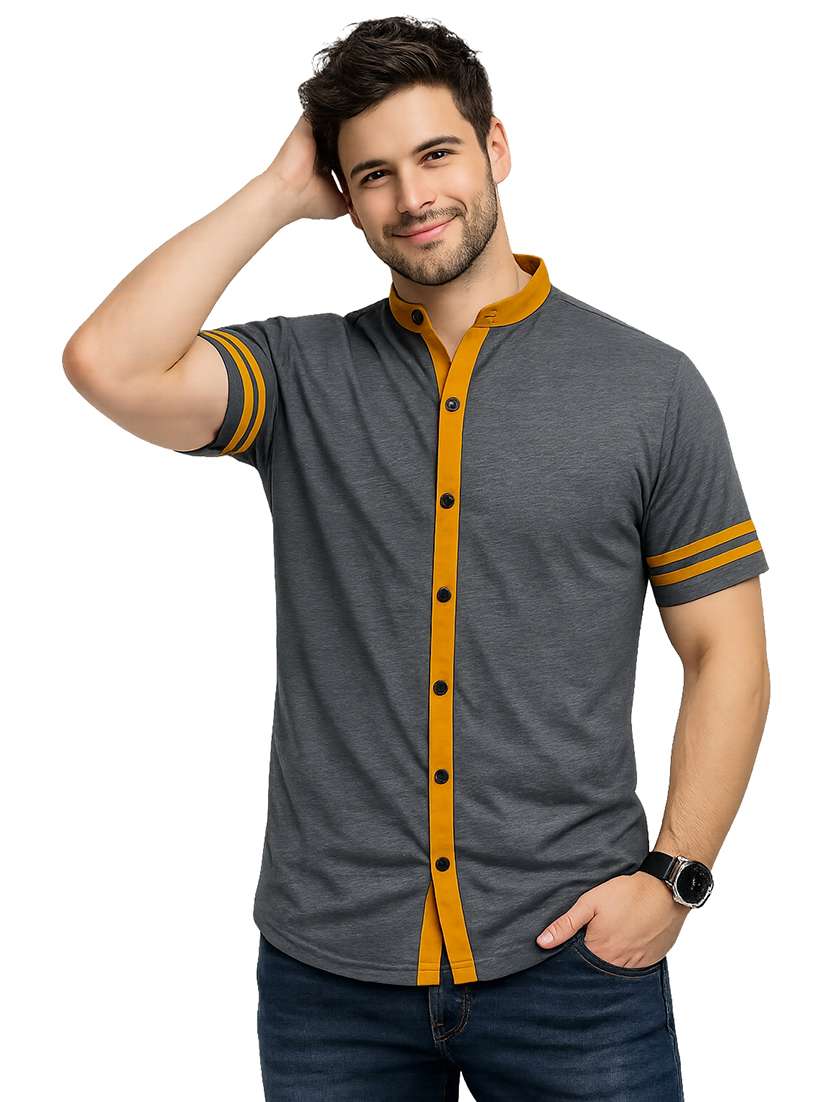 men solid short sleeve regular fit casual shirt