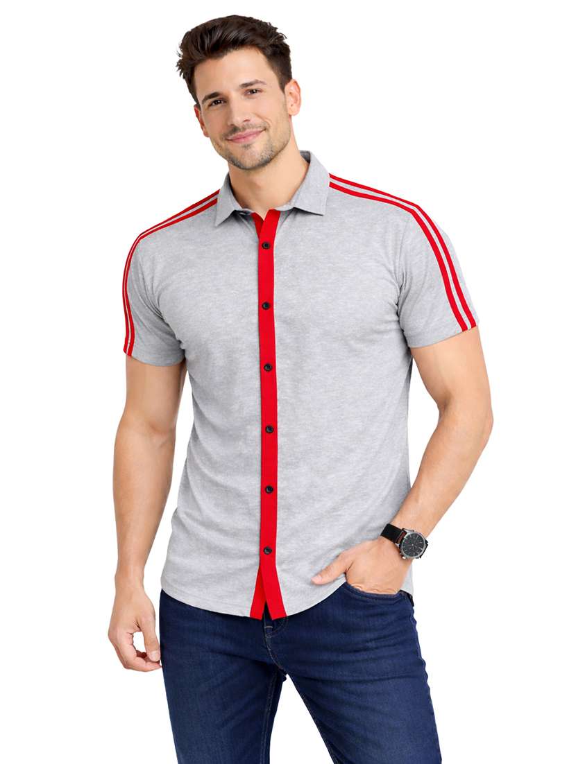 men tapered short sleeve regular fit casual shirt