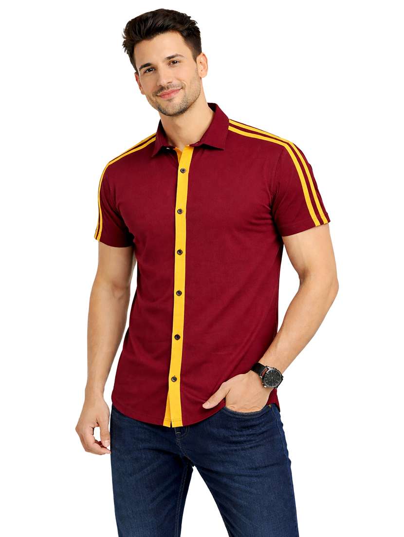 men tapered short sleeve regular fit casual shirt