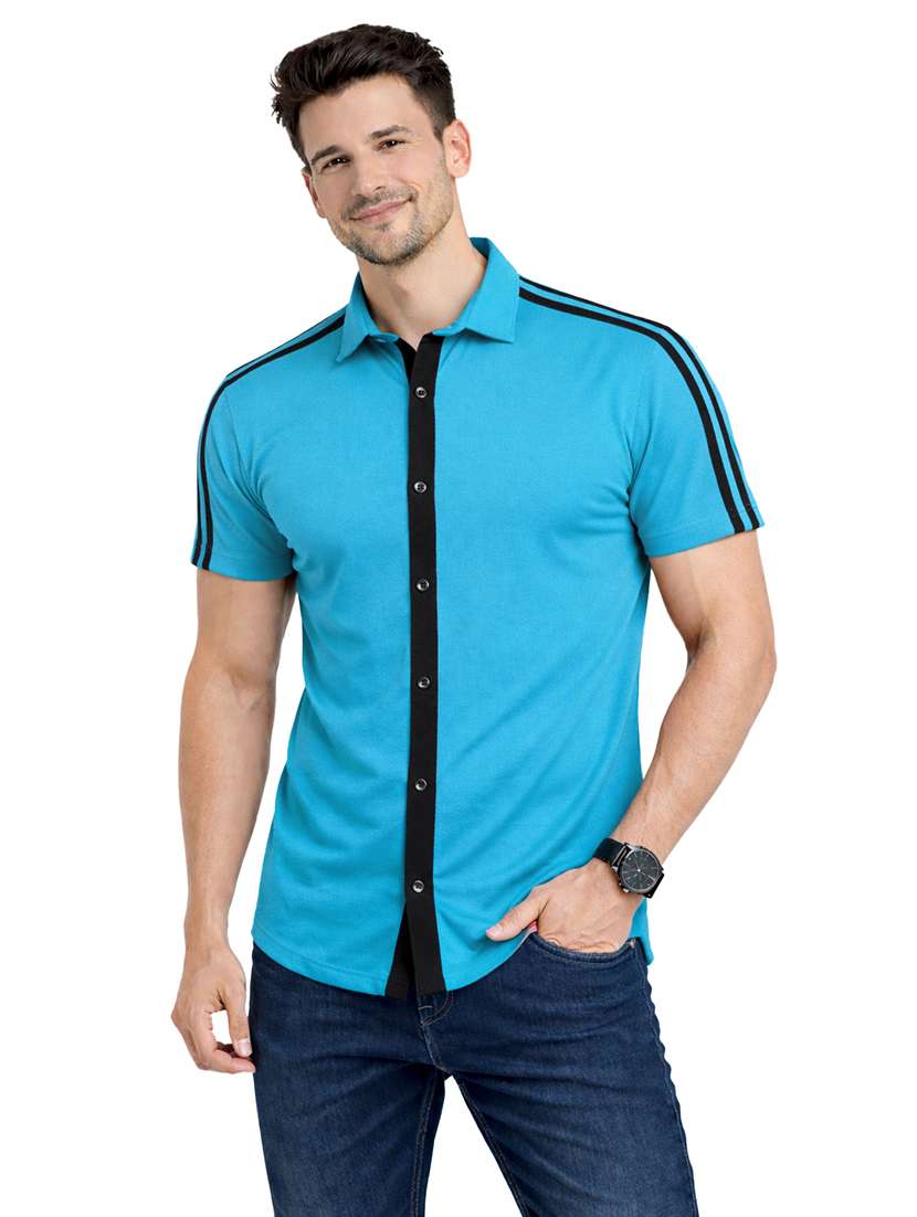 men tapered short sleeve regular fit casual shirt